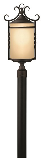 Foto para 60w Outdoor Casa CAND Light Etched Amber Olde Black Post Top/ Pier Mount