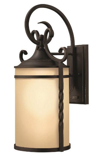 Foto para 100w Outdoor Casa MED Light Etched Amber Olde Black Large Wall Mount