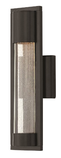 Foto para 35w Outdoor Mist GU-10 Clear Acrylic Outside Cylinder & Seedy Glass Inside Panel Satin Black Small Wall Mount