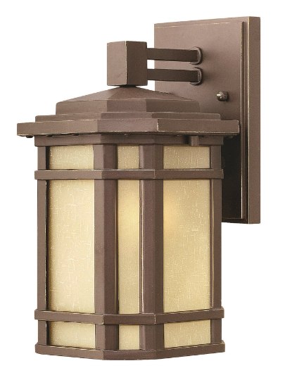 Foto para 60w Outdoor Cherry Creek MED Amber Linen Oil Rubbed Bronze Small Wall Mount