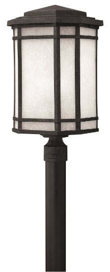 Foto para 15w Outdoor Cherry Creek LED White Linen Vintage Black Post Top/ Pier Mount