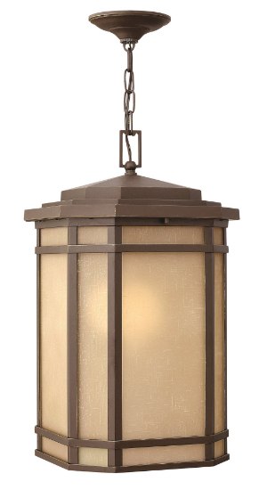 Foto para 15w Outdoor Cherry Creek LED Amber Linen Oil Rubbed Bronze Hanging