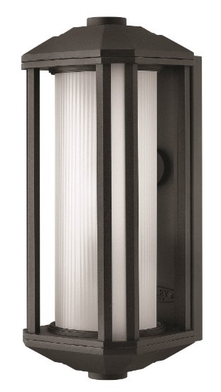 Foto para 15w Outdoor Castelle LED Ribbed Etched Cylinder Black Small Wall Mount