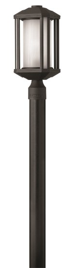 Foto para 100w Outdoor Castelle MED Ribbed Etched Cylinder Black Post Top/ Pier Mount