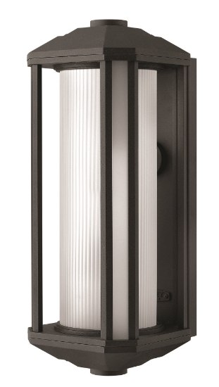 Foto para 15w Outdoor Castelle LED Ribbed Etched Cylinder Black Large Wall Mount