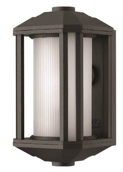 Foto para 15w Outdoor Castelle LED Ribbed Etched Cylinder Black Mini Wall Mount