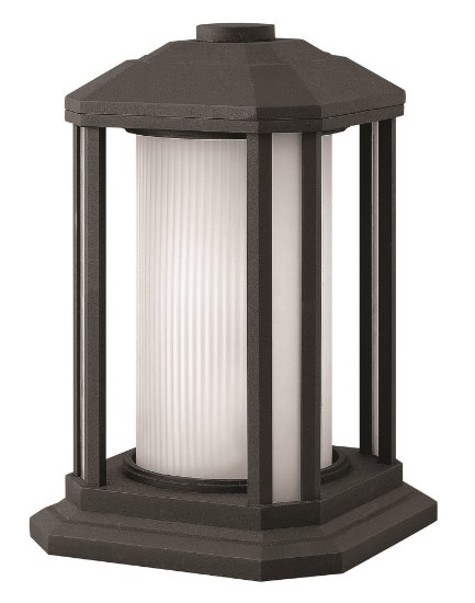 Foto para 15w Outdoor Castelle LED Ribbed Etched Cylinder Black Pier Mount