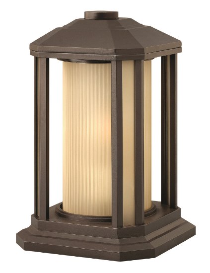 Foto para 100w Outdoor Castelle MED Ribbed Etched Amber Cylinder Bronze Pier Mount