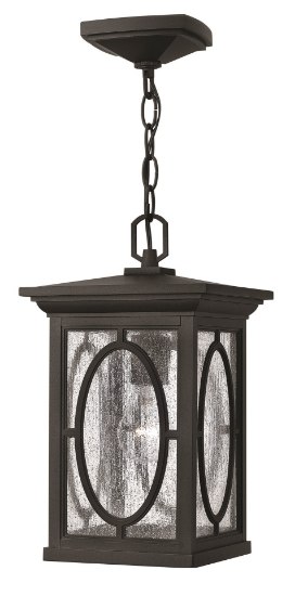 Foto para 100w Outdoor Randolph MED Clear Seedy and Etched Seedy Glass Panels (Option) Black Hanging