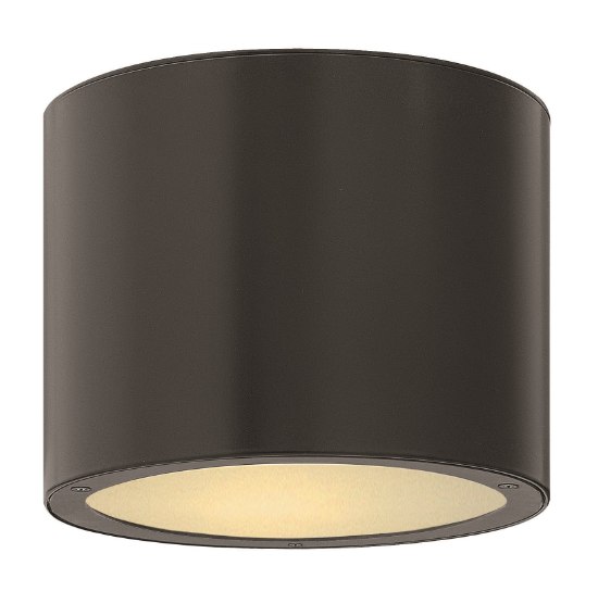 Foto para 75w Outdoor Luna MED Etched Glass Lens Satin Black Flush Mount