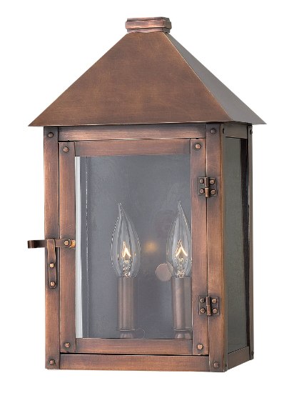 Foto para 60w Outdoor Thatcher CAND Clear Antique Copper Small Wall Mount