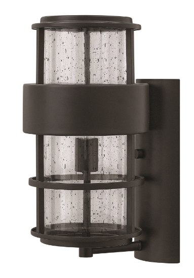 Foto para 75w Outdoor Saturn MED Clear Seedy Satin Black Medium Wall Mount