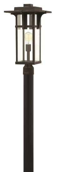 Foto para 15w Outdoor Manhattan LED Clear Beveled Oil Rubbed Bronze Post Top/ Pier Mount