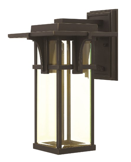 Foto para 15w Outdoor Manhattan LED Clear Beveled Oil Rubbed Bronze Medium Wall Mount