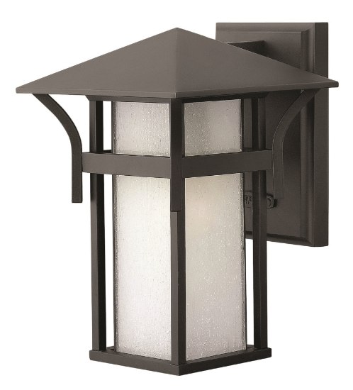 Foto para 60w Outdoor Harbor MED Etched Seedy Bound Satin Black Small Wall Mount