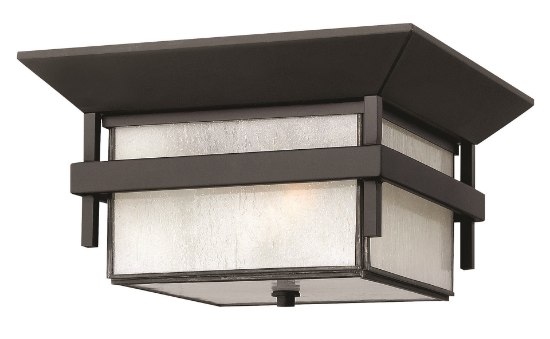 Foto para 60w Outdoor Harbor MED Etched Seedy Bound Satin Black Flush Mount