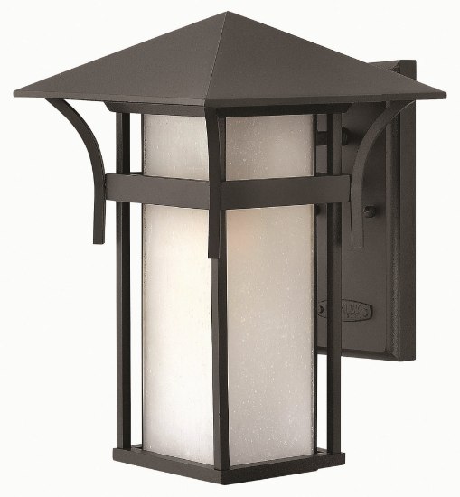 Foto para 75w Outdoor Harbor MED Etched Seedy Bound Satin Black Medium Wall Mount