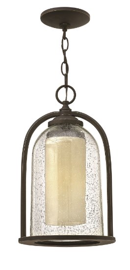 Foto para 100w Outdoor Quincy MED Clear Seedy and Amber Oil Rubbed Bronze Hanging