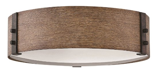 Foto para 60w Outdoor Sawyer CAND Etched Sequoia Flush Mount