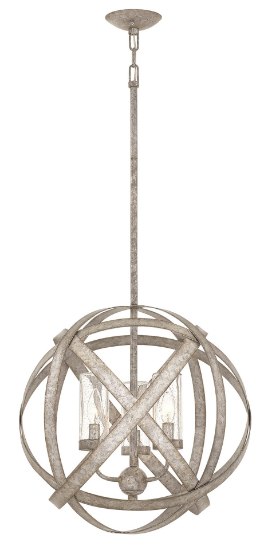 Foto para 60w Outdoor Carson CAND Clear Seedy Weathered Zinc Outdoor Chandelier