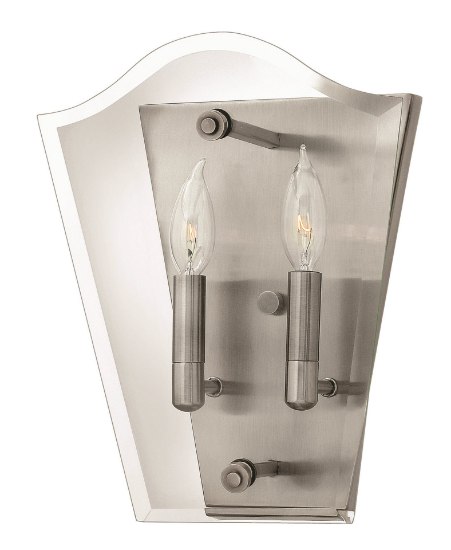 Foto para 60w Sconce Wingate CAND Clear Beveled Panels Polished Antique Nickel Two-Light Sconce