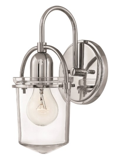 Foto para 100w Sconce Clancy MED Clear Polished Nickel