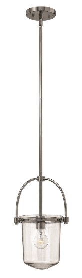 Foto para 100w Foyer Clancy MED Clear Polished Nickel Stem Hung Pendant