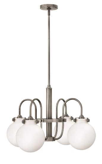 Foto para 100w Chandelier Congress MED Etched Opal Antique Nickel Stem Hung Downlight