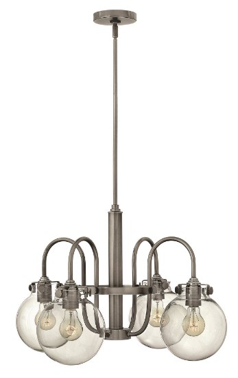 Foto para 100w Chandelier Congress MED Clear Glass Antique Nickel Stem Hung Downlight