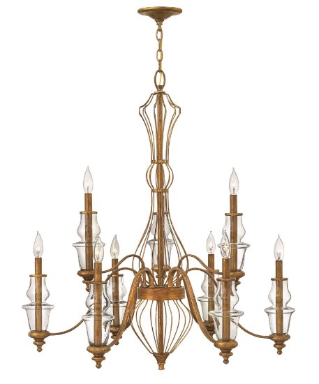 Foto para 60w Chandelier Celine CAND Clear Antique Gold Leaf Two Tier Foyer