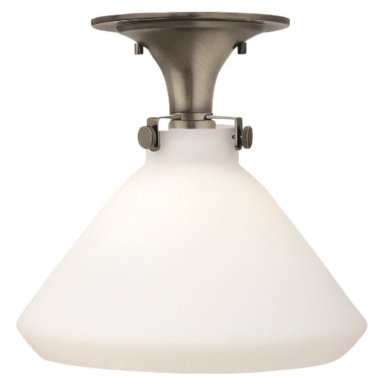 Foto para 100w Foyer Congress MED Etched Opal Antique Nickel Flush Mount