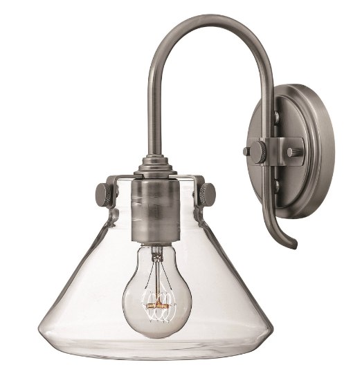 Foto para 100w Sconce Congress MED Clear Glass Antique Nickel