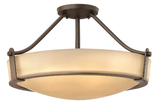 Foto para 48w Foyer Hathaway LED Etched Amber Olde Bronze Semi-flush Mount