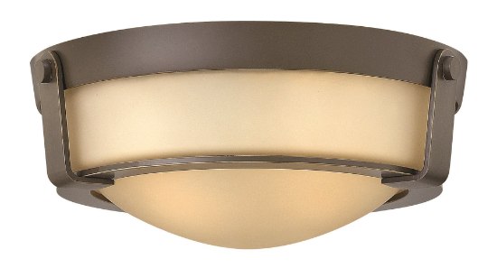 Foto para 60w Foyer Hathaway MED Etched Amber Olde Bronze Flush Mount