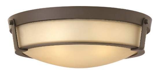 Foto para 60w Foyer Hathaway MED Etched Amber Olde Bronze Flush Mount