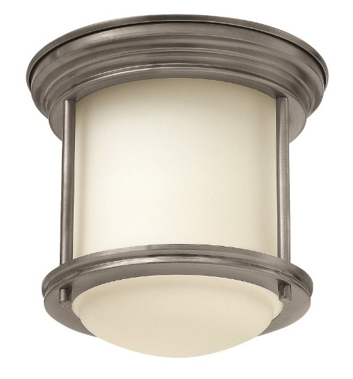 Foto para 100w Foyer Hadley MED Etched Opal Antique Nickel Flush Mount