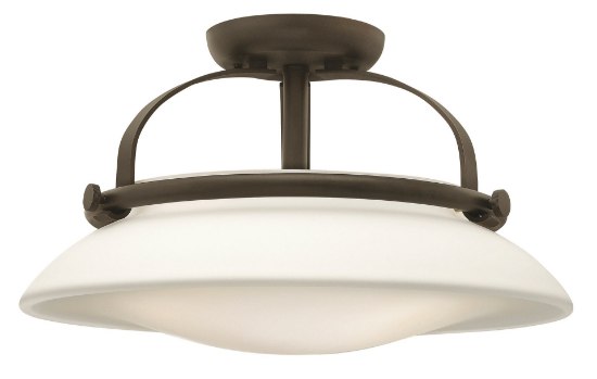 Foto para 100w Foyer Hutton MED Etched Opal Oil Rubbed Bronze Semi-flush Mount