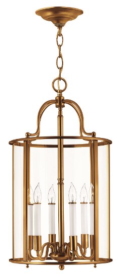 Foto para 60w Foyer Gentry CAND Clear Rounded Panels Heirloom Brass Single Tier Foyer