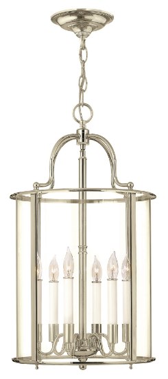 Foto para 60w Foyer Gentry CAND Clear Rounded Panels Polished Nickel Single Tier Foyer