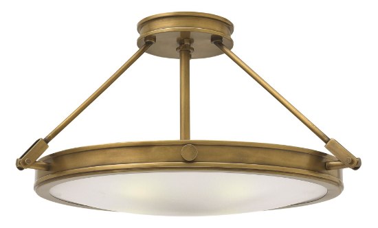 Foto para 60w Foyer Collier CAND Etched Opal Heritage Brass Semi-flush Mount