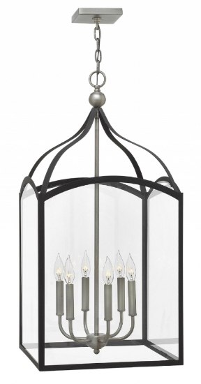 Foto para 60w Foyer Clarendon CAND Clear Aged Zinc Single Tier Foyer