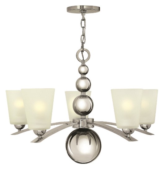 Foto para 100w Chandelier Zelda MED Etched Polished Nickel Single Tier