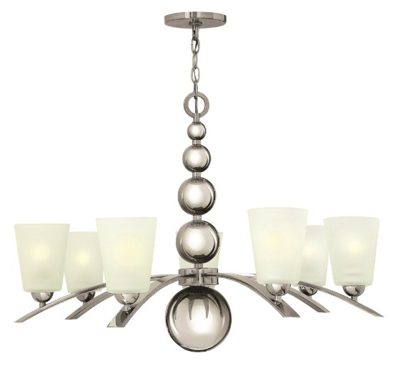 Foto para 100w Chandelier Zelda MED Etched Polished Nickel Single Tier