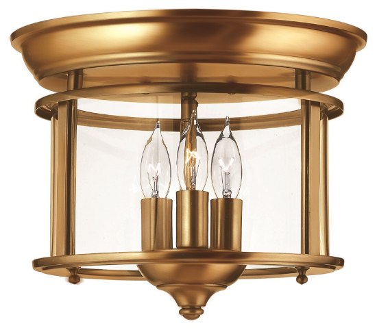 Foto para 40w Foyer Gentry CAND Clear Rounded Panels Heirloom Brass Flush Mount