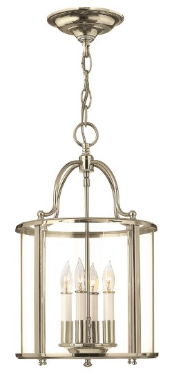 Foto para 60w Foyer Gentry CAND Clear Rounded Panels Polished Nickel Single Tier Foyer