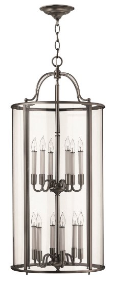 Foto para 60w Foyer Gentry CAND Clear Rounded Panels Pewter Two Tier Foyer