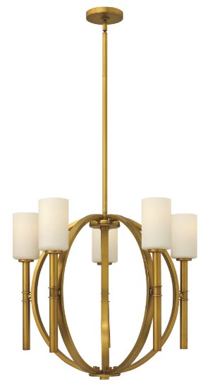 Foto para 100w Chandelier Margeaux MED Etched Opal Vintage Brass Stem Hung