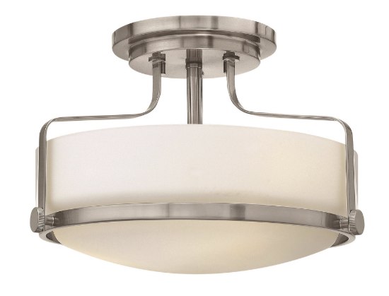 Foto para 100w Foyer Harper MED Etched Opal Brushed Nickel Semi-flush Mount