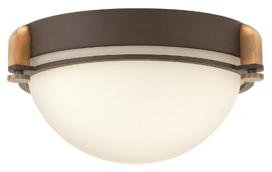 Foto para 60w Foyer Logan MED Etched Opal Buckeye Bronze Flush Mount