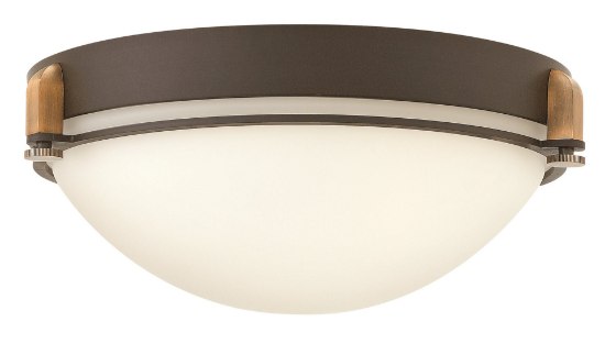 Foto para 60w Foyer Logan MED Etched Opal Buckeye Bronze Flush Mount